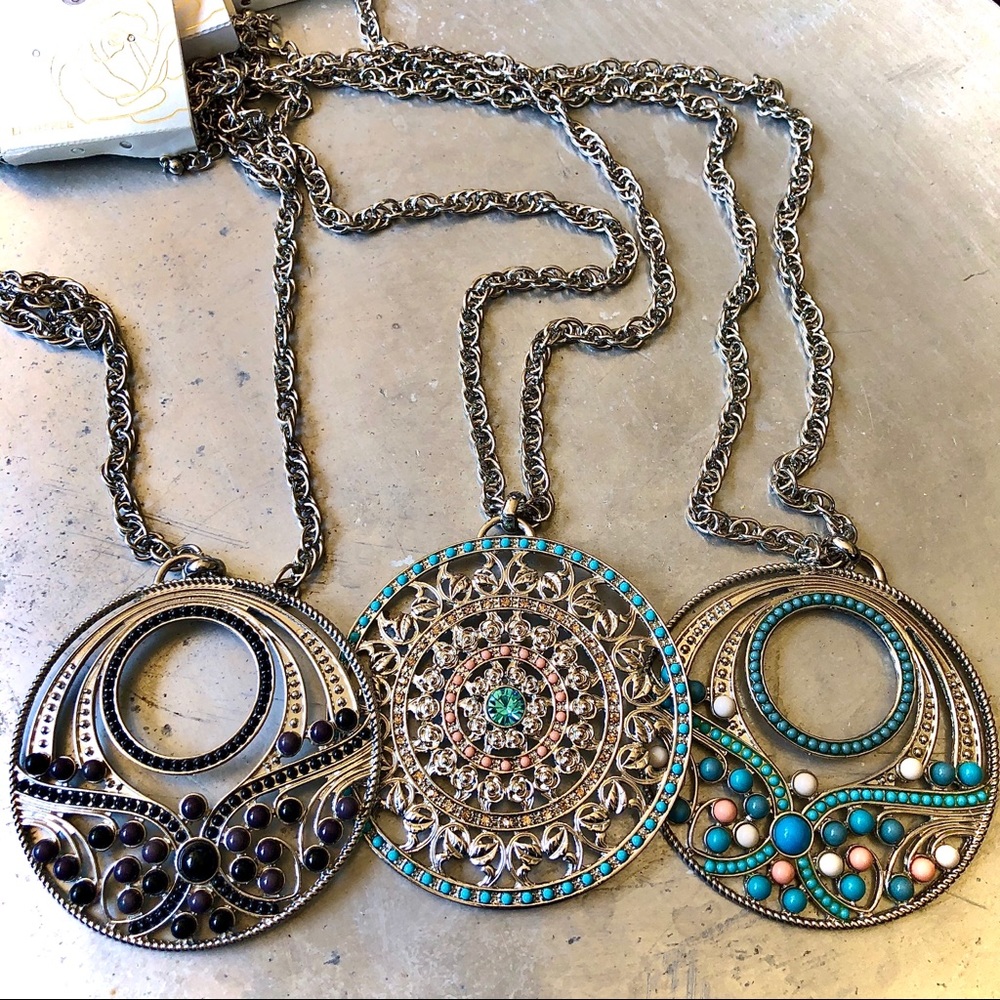 Silver Chain Necklace with XL pendant